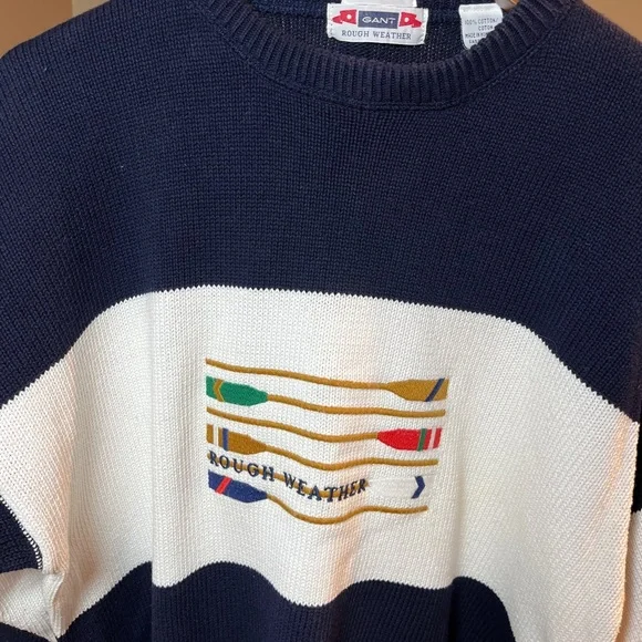 Vintage GANT Rough Weather Embroidered Coastal Sweater - Nautical Preppy - XL - Picture 10 of 13